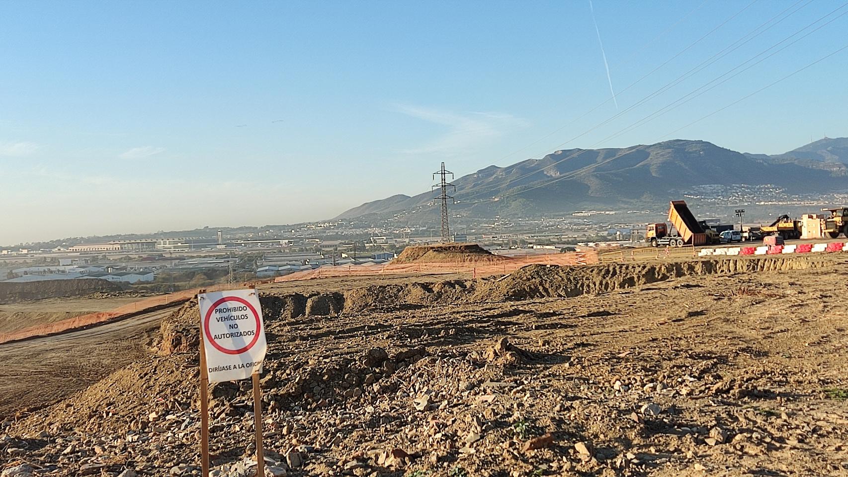 Vista de los trabajos de urbanización en Distrito Zeta, en Málaga.
