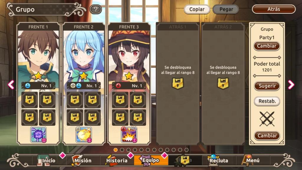 Equipo en KonoSuba