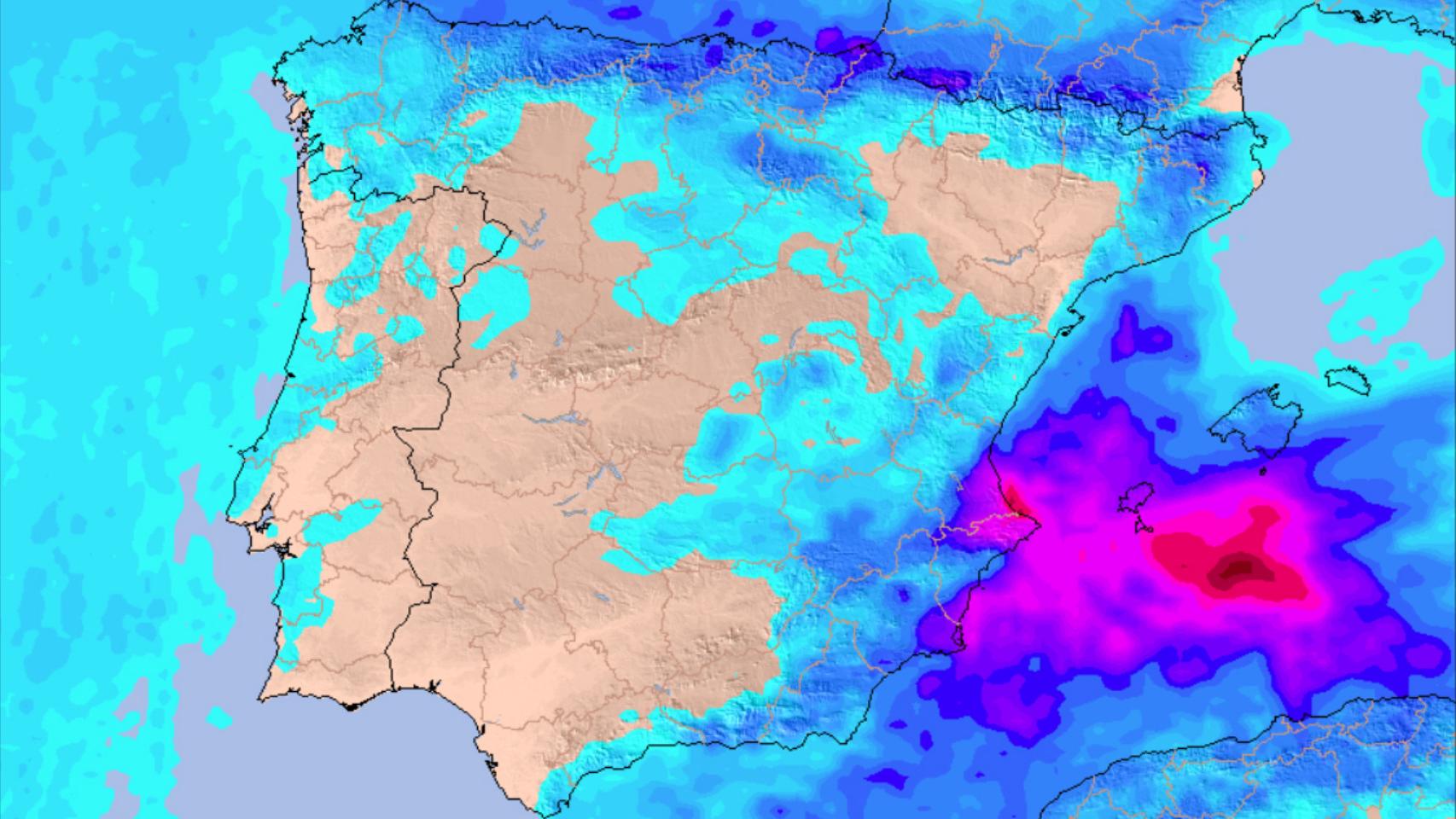 Precipitaciones acumuladas esperadas en las zonas afectadas. Meteored.