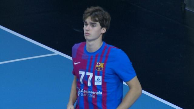 Pablo Urdangarín en su debut con el primer equipo del Barça de balonmano
