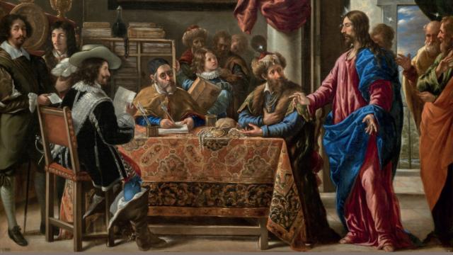 Detalle de la portada de la obra 'El mercado curial'.