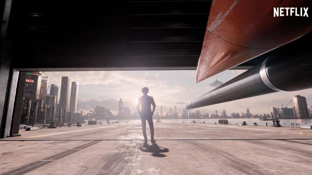 Fotograma del tráiler que introduce a Spike Spiegel.