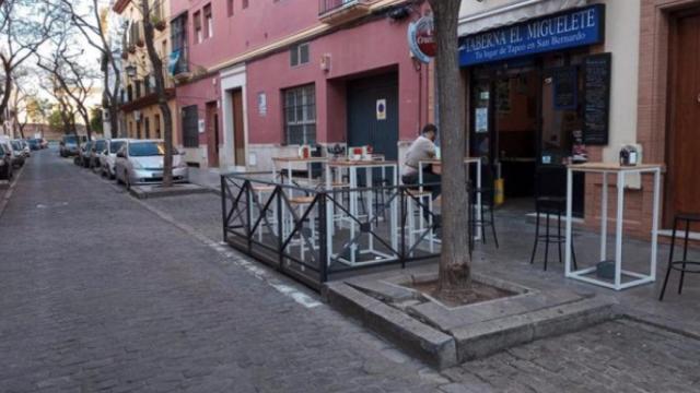 Una terraza Covid en Madrid.