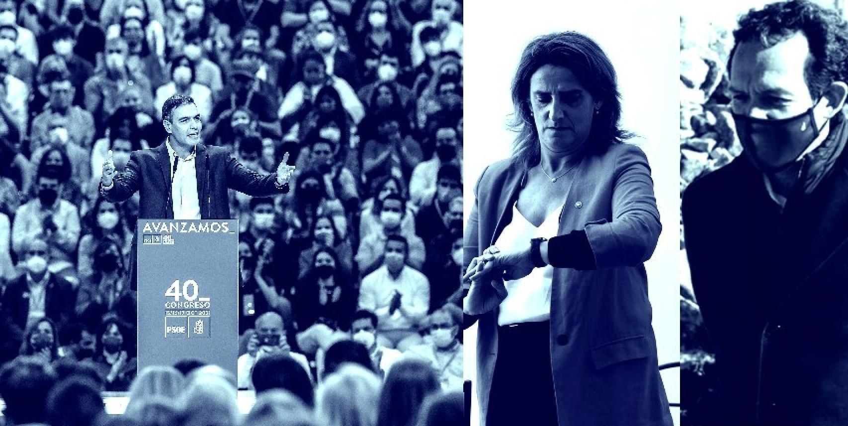 Pedro Sánchez, Teresa Ribera y Marc Pons.