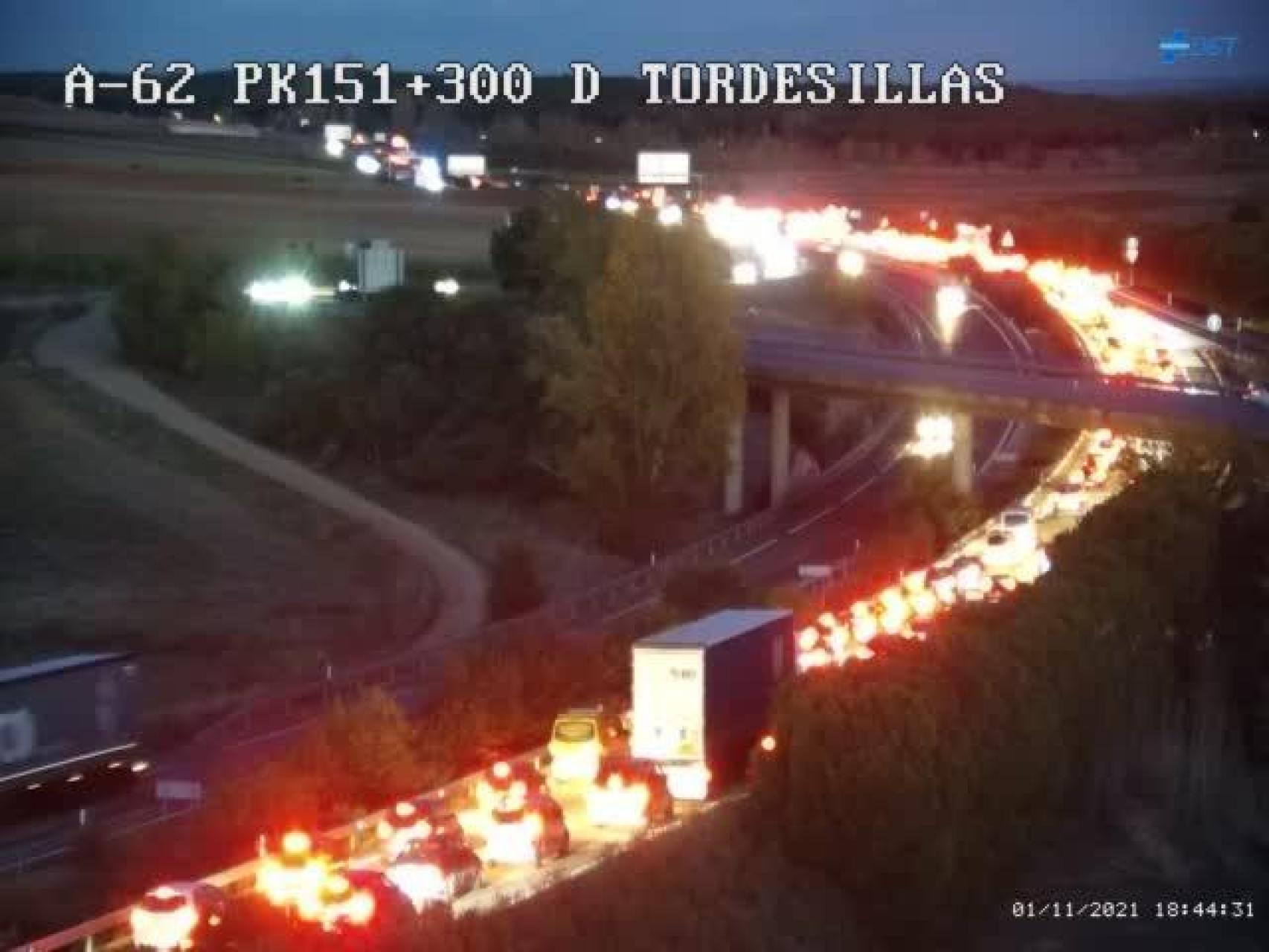 Retenciones en la A-62 dirección Tordesillas