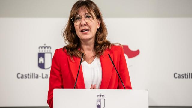 Blanca Fernández, consejera portavoz del Gobierno de Castilla-La Mancha, este martes en rueda de prensa
