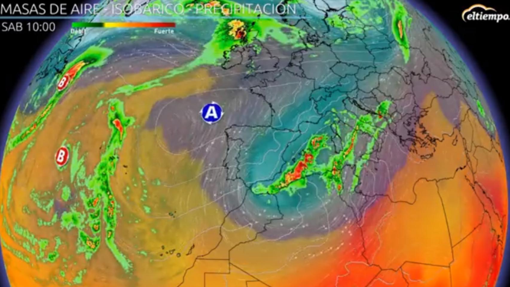 Masa de aire polar sobre España. Eltiempo.es