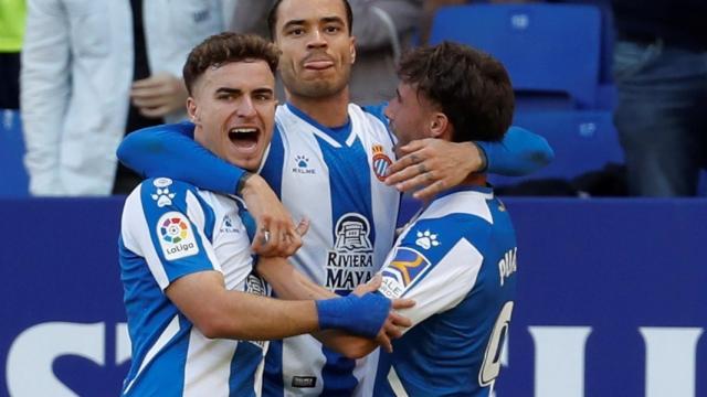 Raúl de Tomás celebra un gol con el Espanyol