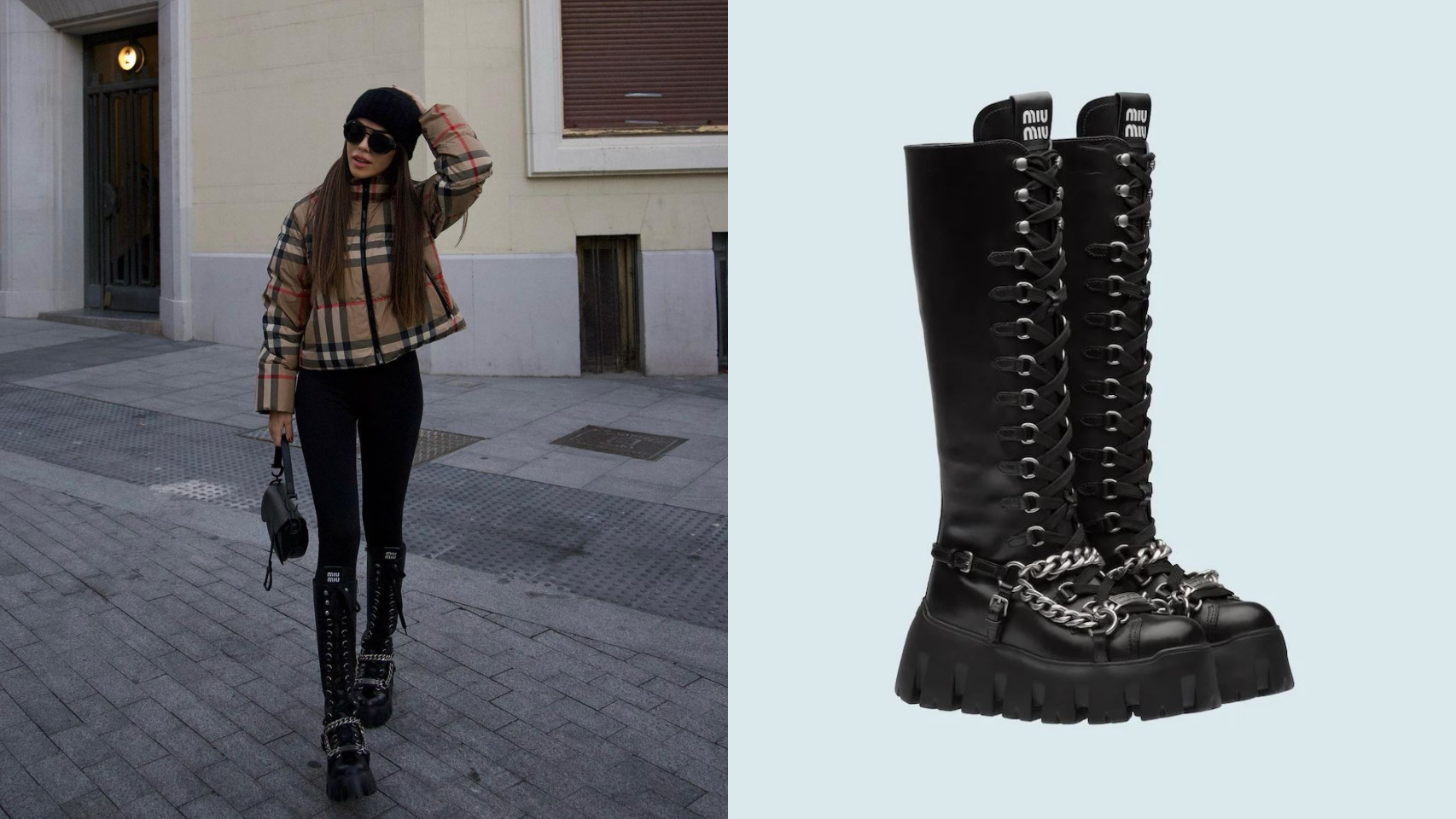 Violeta Mangriñán con las botas de Miu Miu, en una imagen de sus redes sociales.