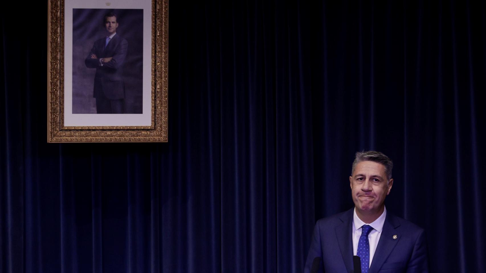 El exalcalde de Badalona, Xavier García Albiol, este lunes tras la moción de censura contra él. Efe