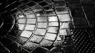 Calle Real bajo la lluvia. Coruña, 2019. (Foto: Nuria Prieto)