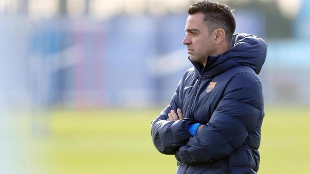 Xavi Hernández, durante su primer entrenamiento en el FC Barcelona
