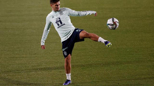 Brahim Díaz, durante un entrenamiento con la Selección