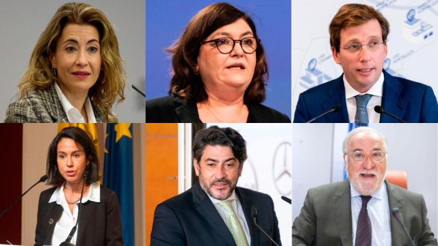 Raquel Sánchez,  ministra de Transportes, Movilidad y Agenda Urbana; Adina Vălean, comisaria de Transportes; José Luis Martínez-Almeida, alcalde de Madrid; Isabel Pardo de Vera, Secretario de Estado de Transportes, Movilidad y Agenda Urbana; David Pérez, consejero de transportes de la CAM y Pere Navarro, director general de Tráfico.