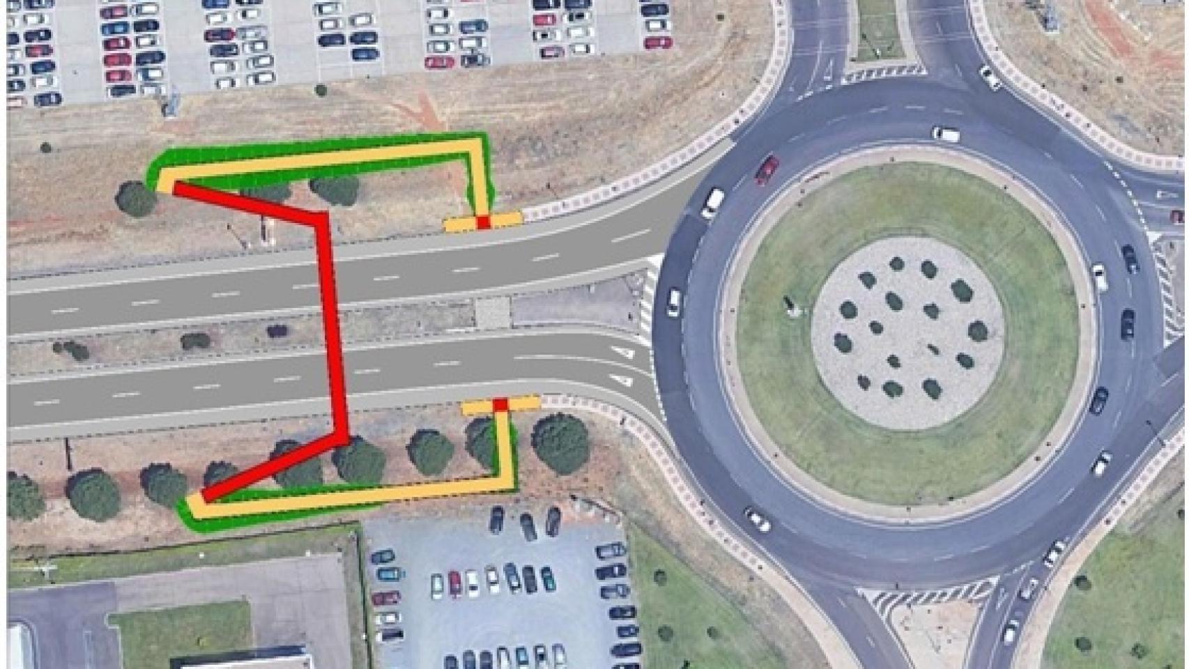 Plano de la instalación de la pasarela peatonal