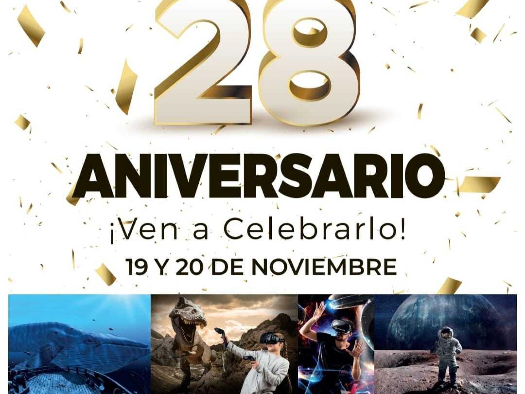 Cartel del 28 aniversario del centro comercial Valderaduey