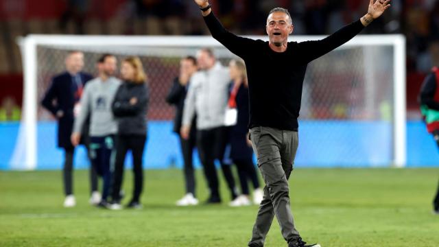 La celebración de Luis Enrique tras conseguir el billete para Qatar 2022