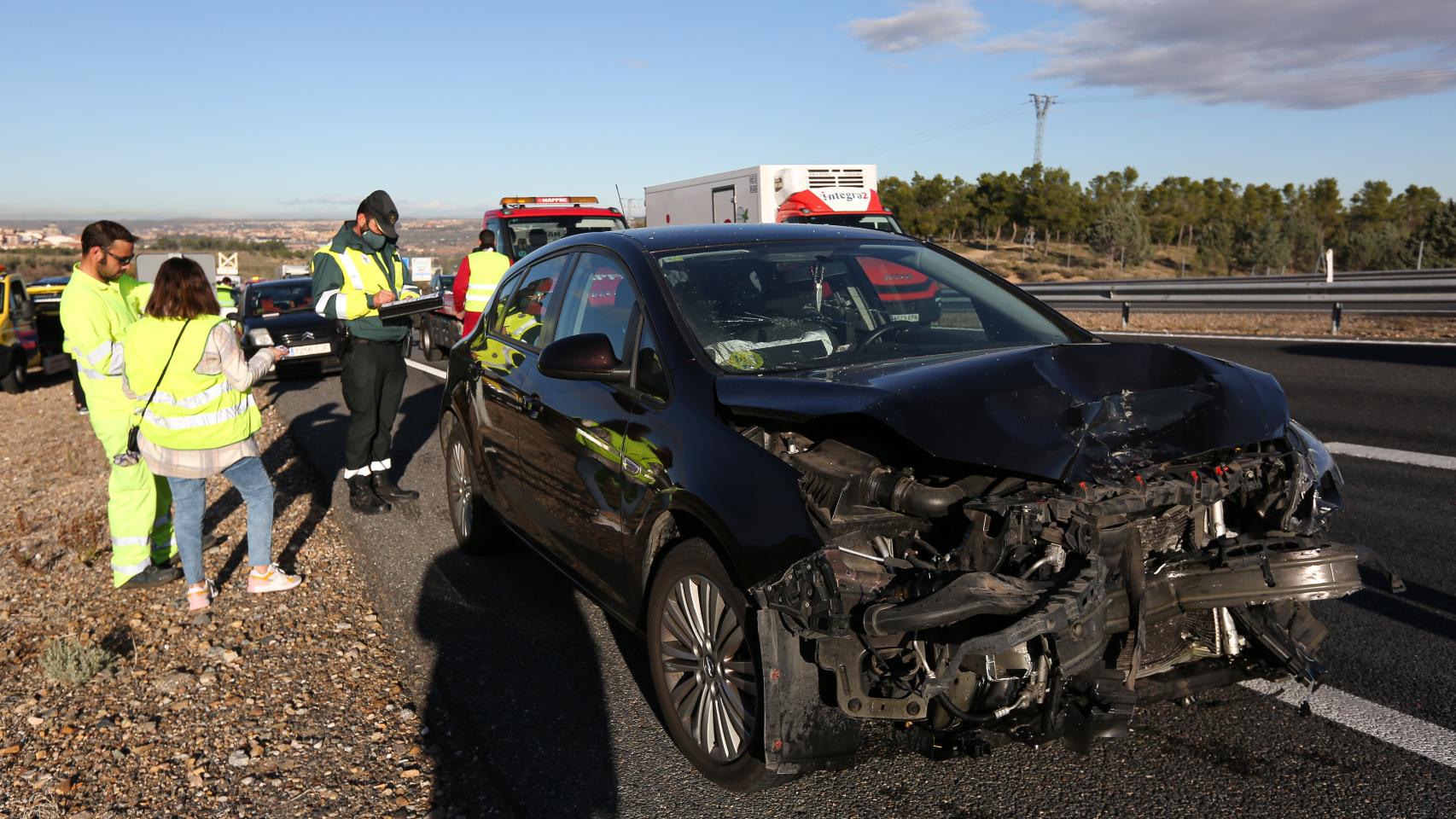 Accidente múltiple en la A-42 a la salida de Toledo por la cuesta de Las Nieves