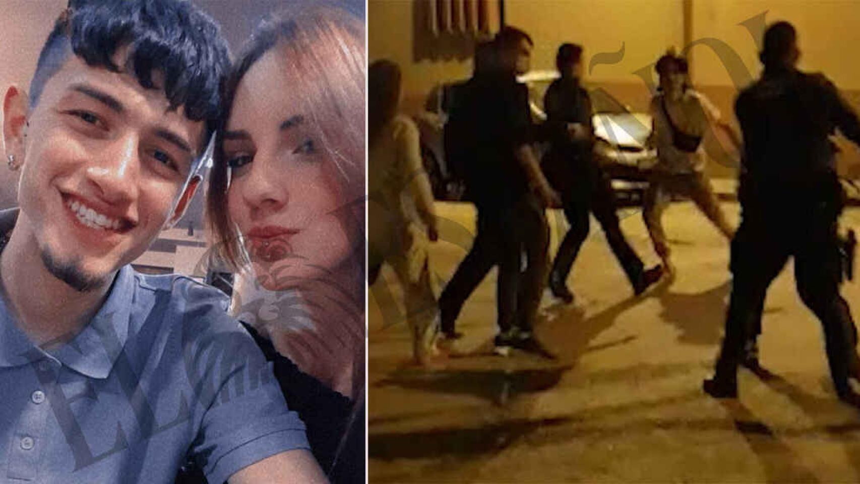 Kevin y Marta junto a fotograma de uno de los vídeos sobre la agresión mortal que obra en la causa.