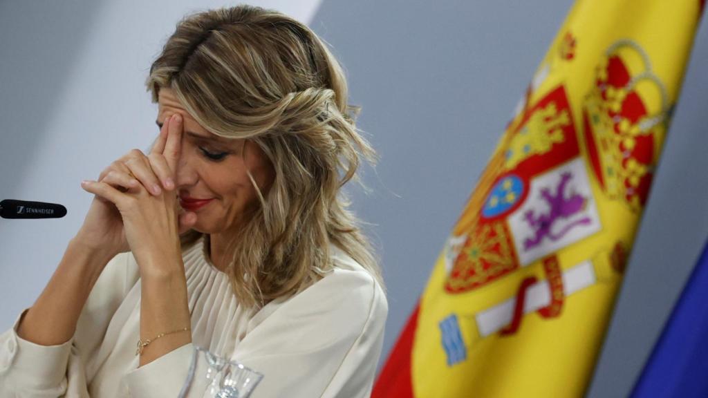 La vicepresidenta segunda del Gobierno, Yolanda Díaz, en la rueda de prensa tras el Consejo de Ministros.