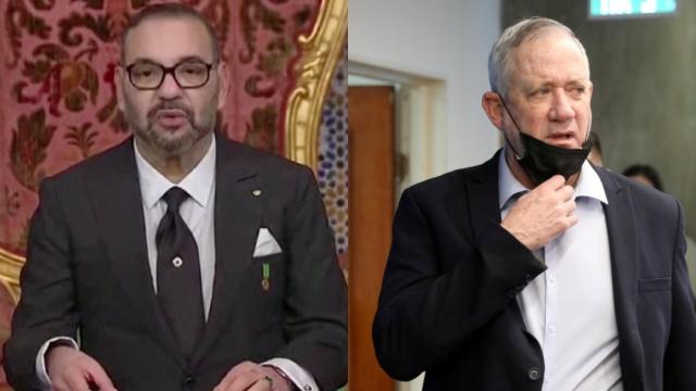 Mohamed VI y el ministro de Defensa israelí, Benny Gantz.