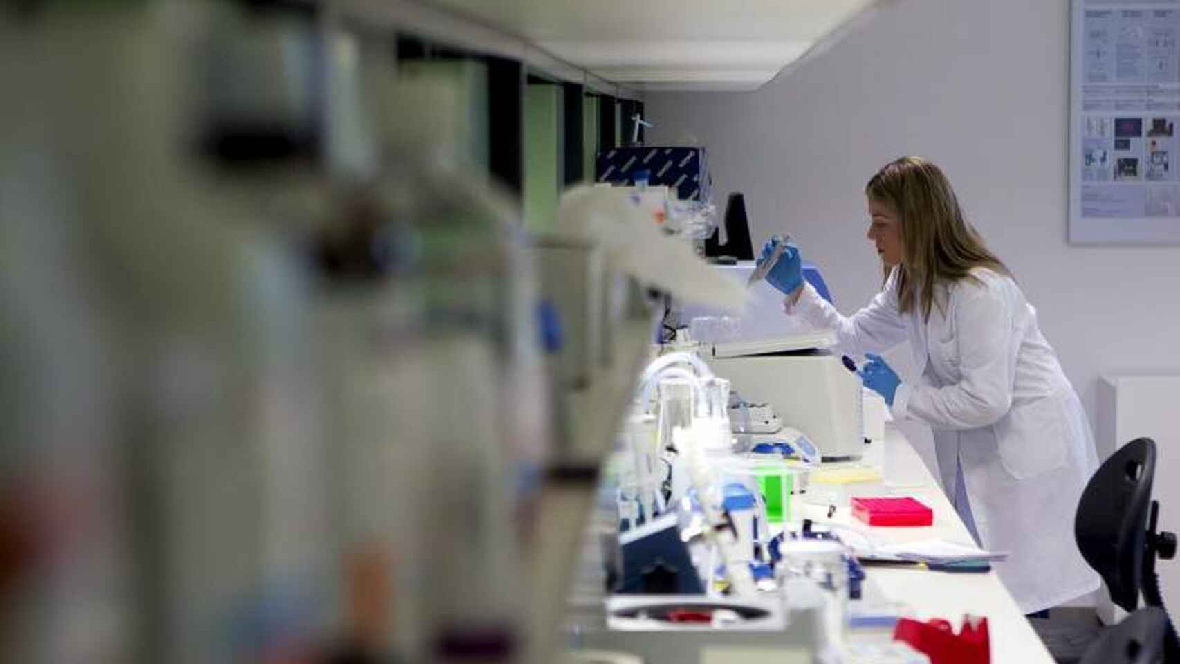 Una investigadora trabaja en un laboratorio.