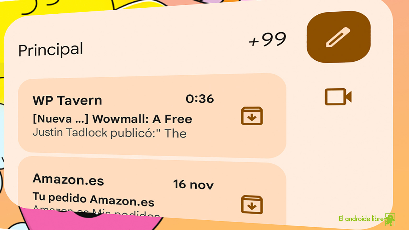El nuevo widget de Gmail para Android se estrena