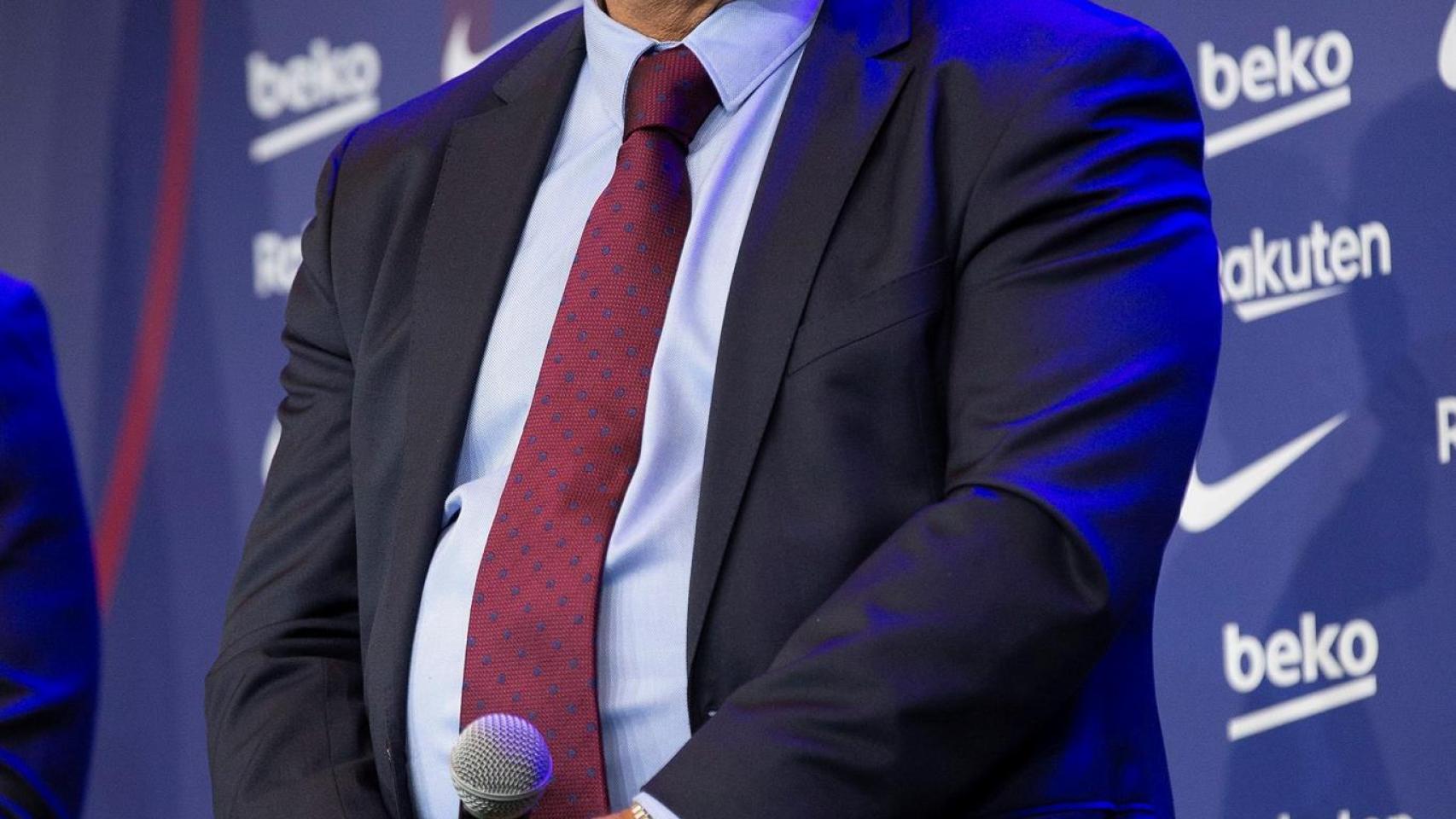 Joan Laporta, durante la presentación de Dani Alves