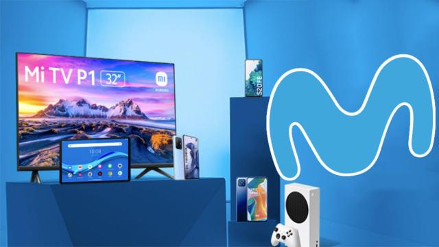 Logo de Movistar junto a los regalos del Black Friday.