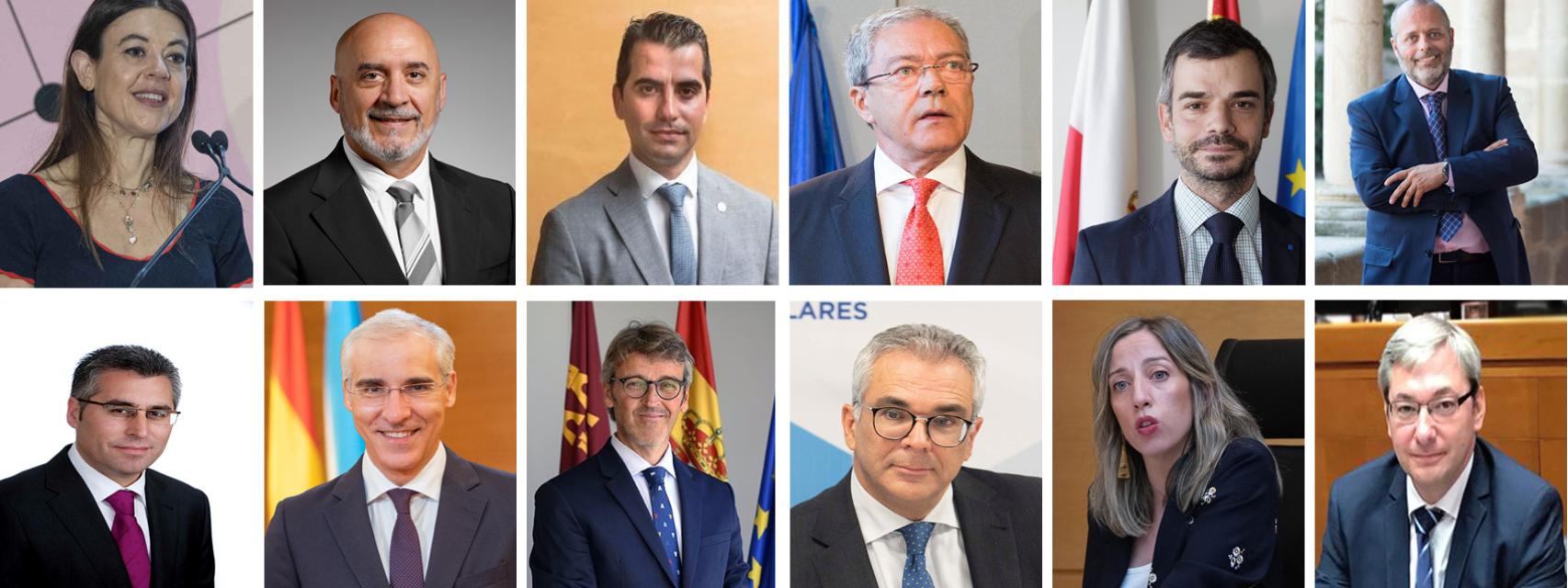 Los nueve consejeros y tres directores generales que ya han confirmado su presencia en el foro: Carolina Pascual (C. Valenciana), Juan Cruz Cigudosa (Navarra), Rogelio Velasco (Andalucía), Miquel Company (Baleares), Rafael España (Extremadura), José Ángel Lacalzada (La Rioja), Francisco Conde (Galicia), Luis Alberto Marín (Murcia), Carlos Izquierdo (Madrid), Blanca Ares (Castilla y León), Jorge Muyo (Cantabria) y Ricardo Cantabrana (Aragón).