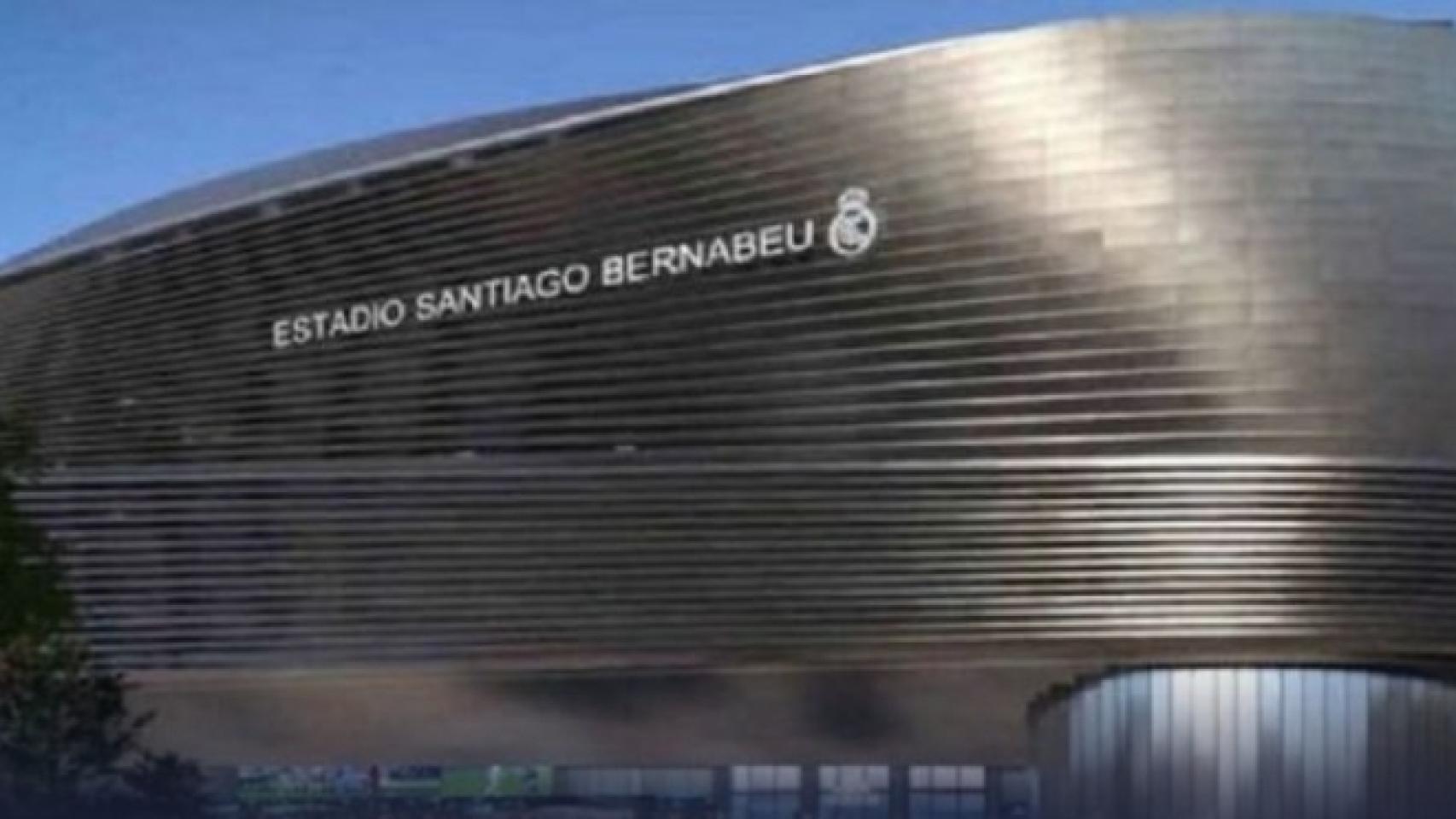 Rótulo del estadio con un error gramatical.