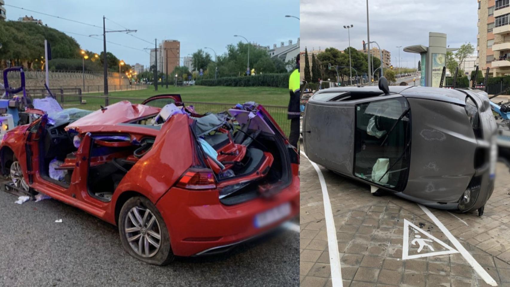 Dos de los accidentes ocurridos en la noche del sábado.