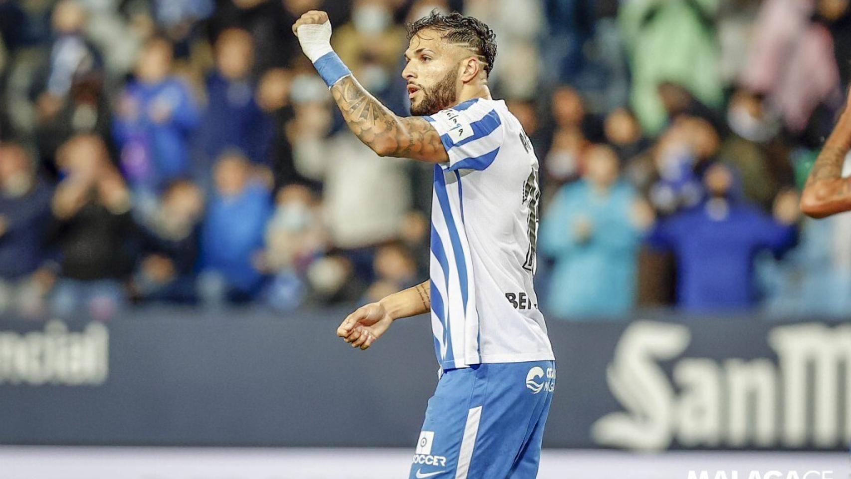 Antoñín celebra el gol marcado ante Las Palmas.