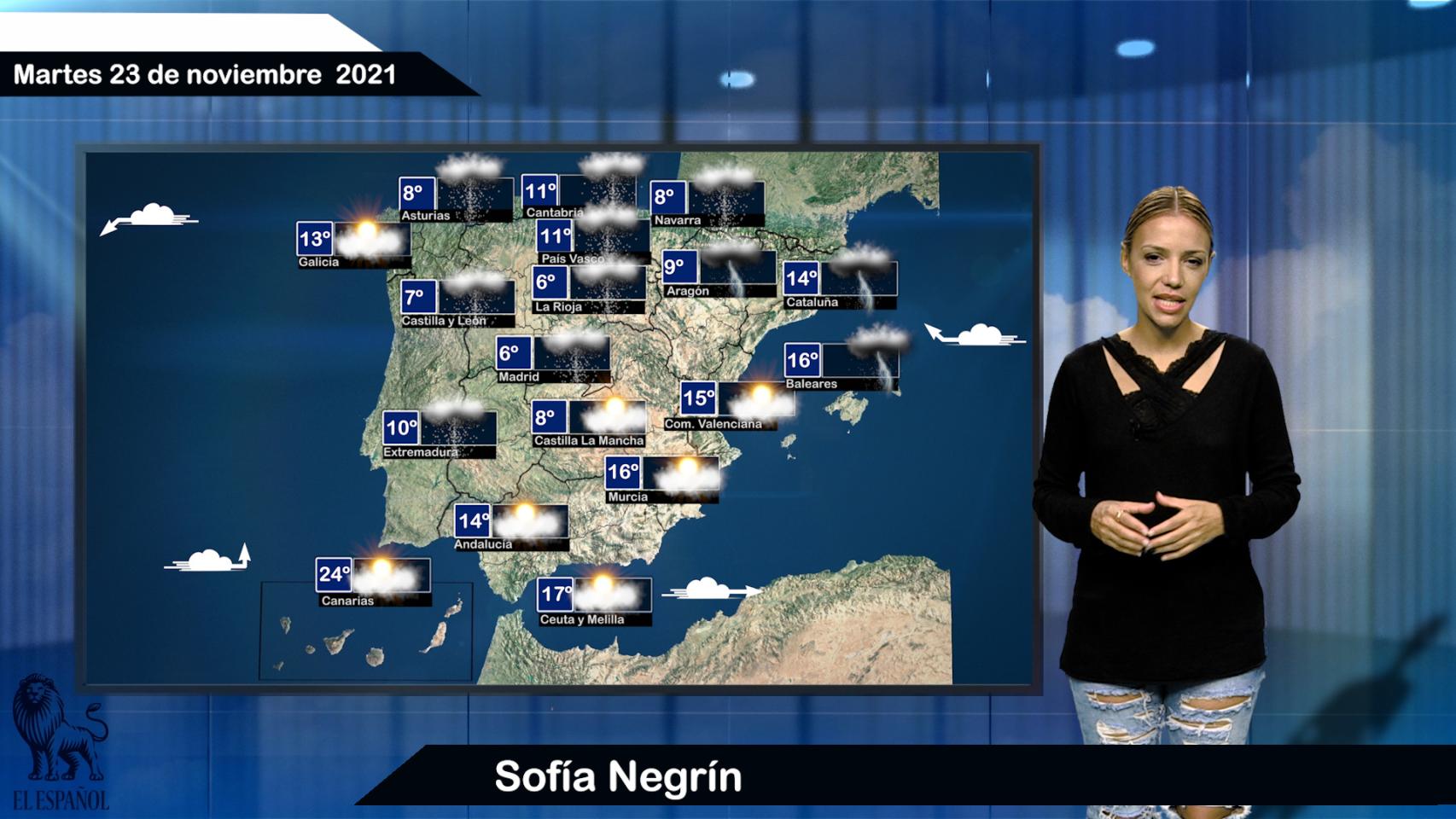 El tiempo del martes 23 de noviembre.