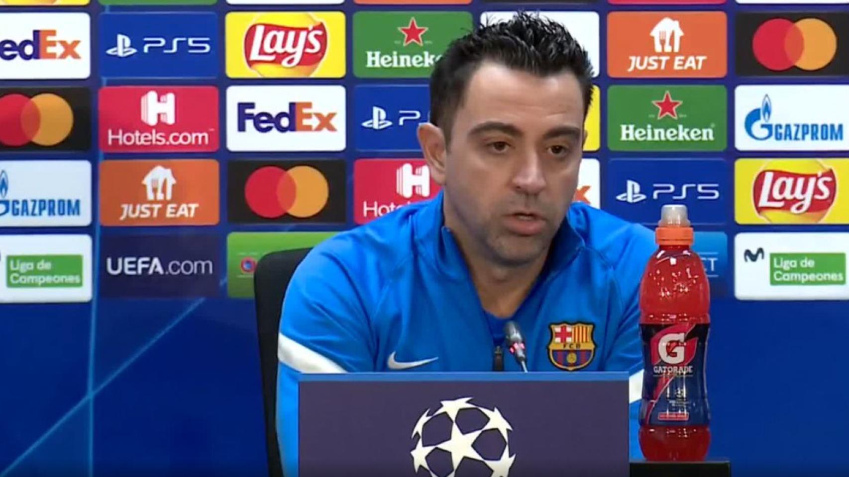 Xavi Hernández, durante la rueda de prensa