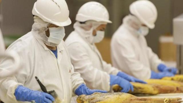 Varios trabajadores de Incarlopsa en sus puestos de trabajo.