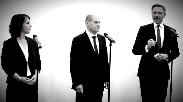 La coalición alemana formada por Annalena Baerbock (verdes), Olaf Scholz (SPD) y Christian Lindner (FDP),