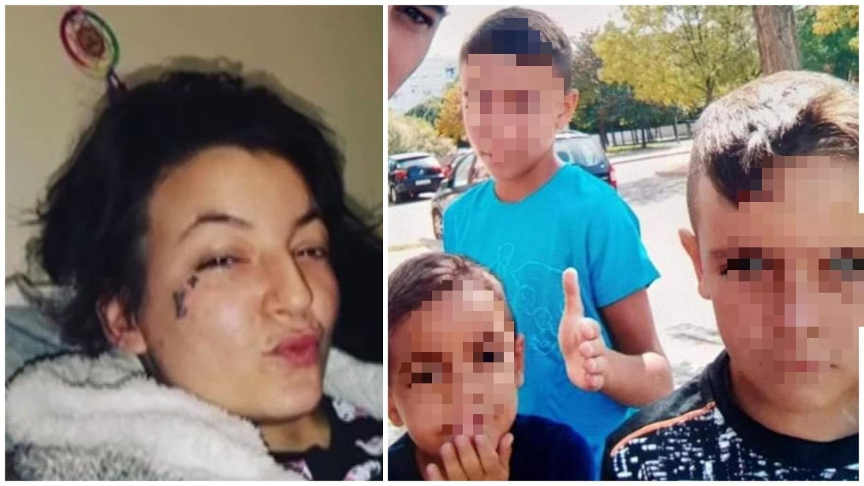 Nieves, la madre de los menores, junto a una imagen de sus hijos.