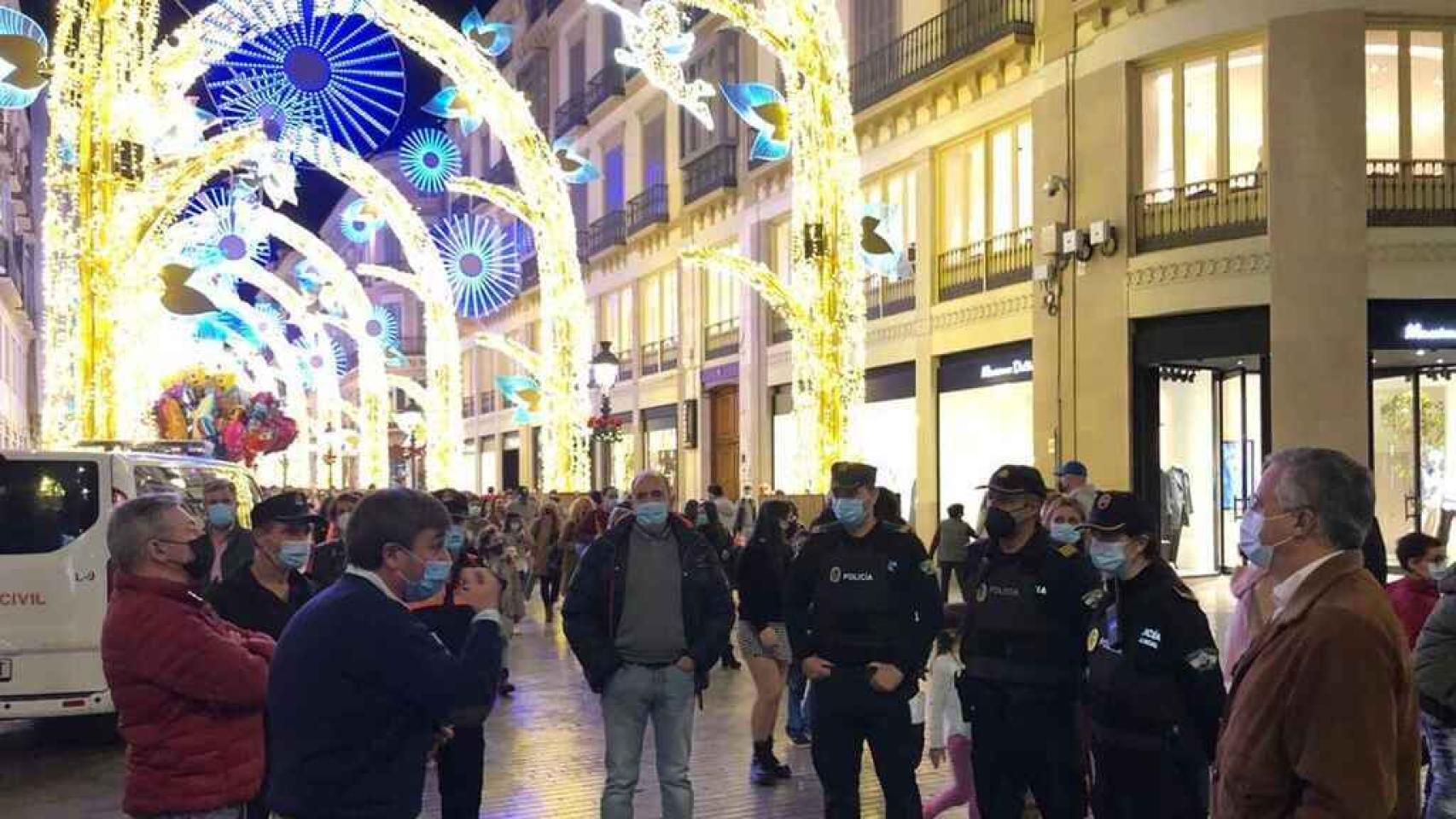 Imagen de archivo del dispositivo de seguridad en la calle Larios de Málaga.