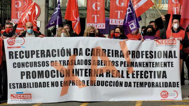 Protesta de UGT y CCOO para exigir la estabilidad de los empleados públicos.