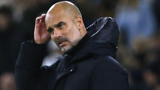 Pep Guardiola, en un partido del Manchester City de la temporada 2021/2022