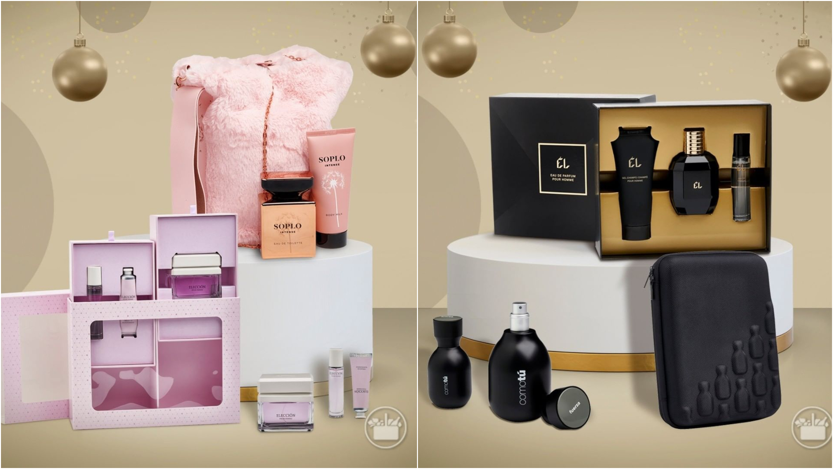 Los lotes de Mercadona para ella y para él.