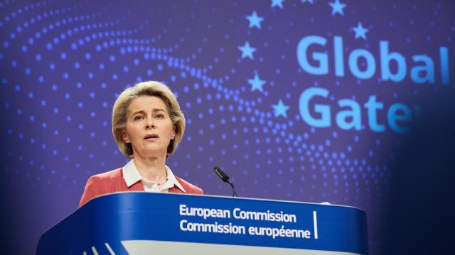 La presidenta de la Comisión, Ursula von der Leyen, durante la rueda de prensa de este miércoles