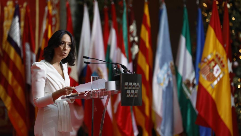 La entonces delegada del Gobierno en la Comunidad de Madrid, Mercedes González, interviene en los actos conmemorativos del 43º aniversario de la Constitución Española.