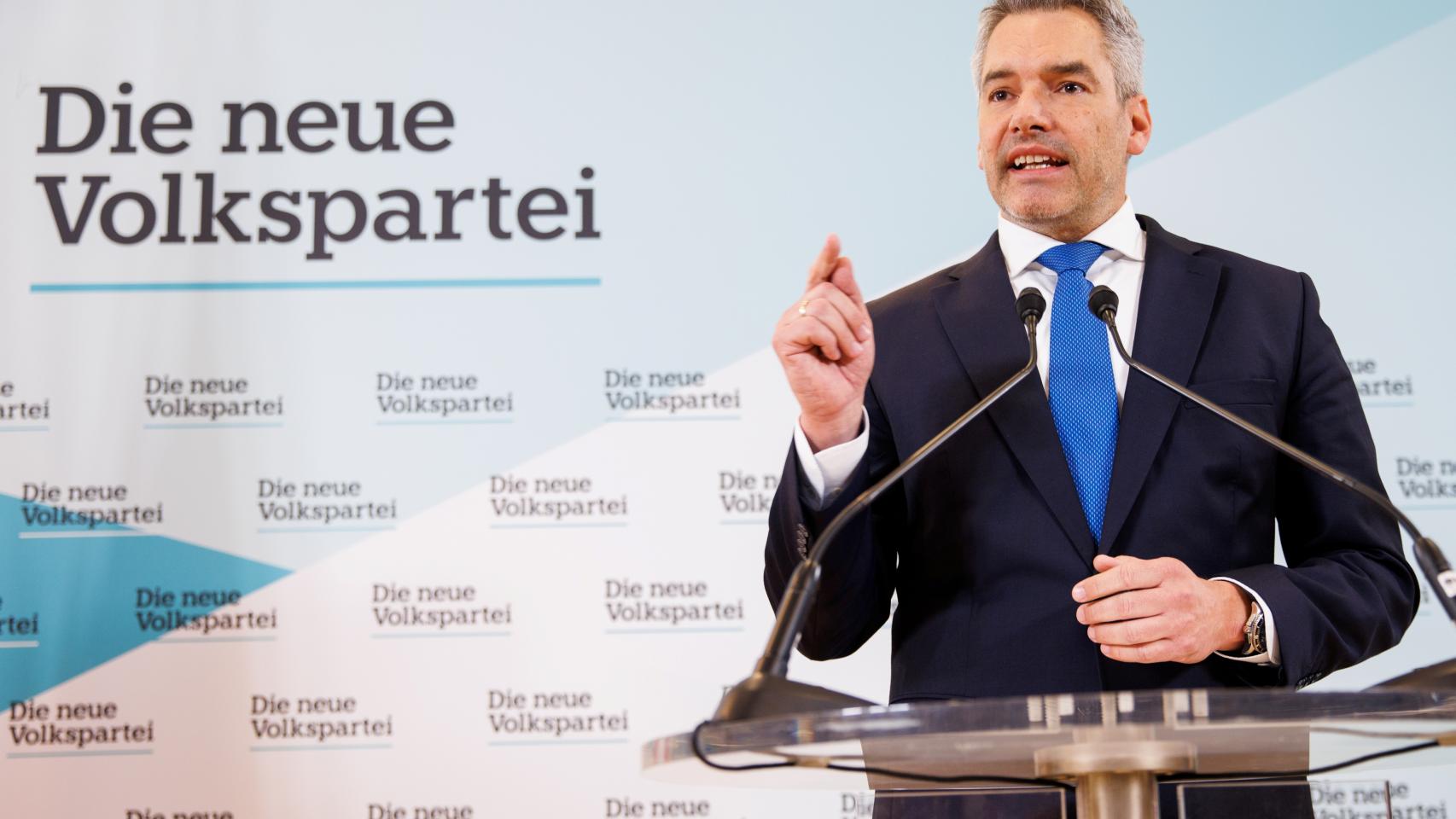Karl Nehammer, en una rueda de prensa.
