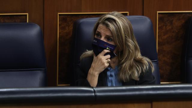 Yolanda Díaz, vicepresidenta segunda del Gobierno, en el banco azul del Congreso.