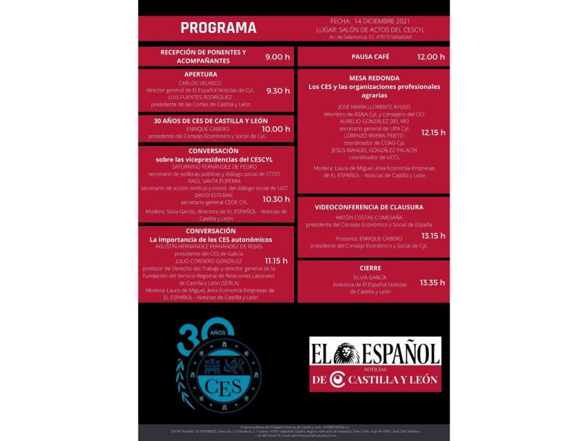 Programa Jornada 30 años CESCYL