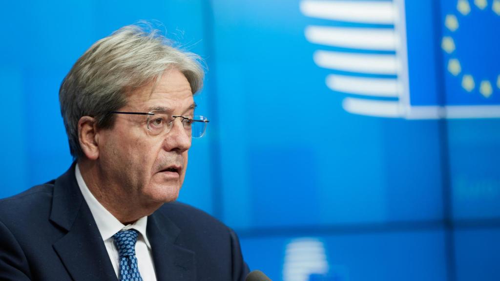 El comisario de Asuntos Económicos, Paolo Gentiloni, durante una rueda de prensa