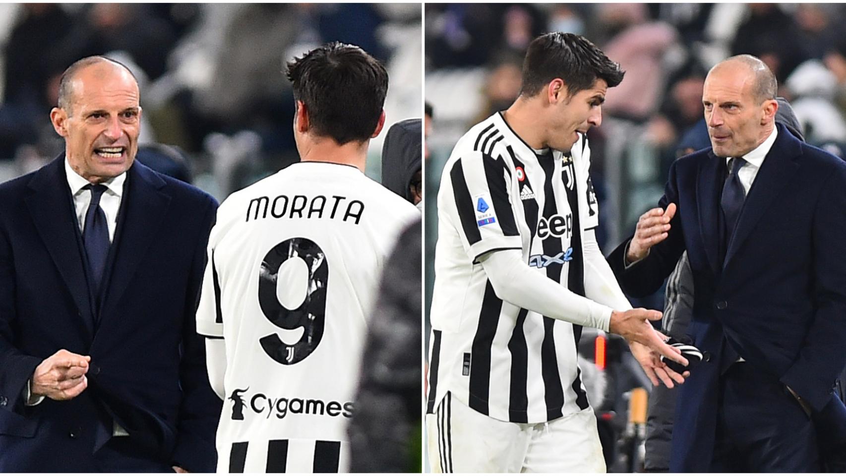 Brutal bronca entre Allegri y Morata por un cambio