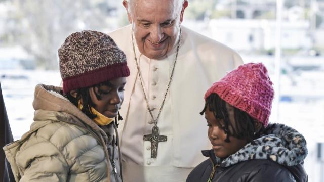 El papa Francisco en Lesbos.